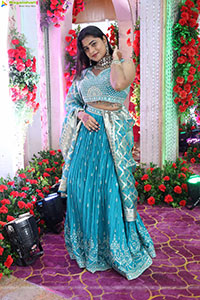Siri Papa stills in Blue Designer Lehenga Choli, HD Gallery