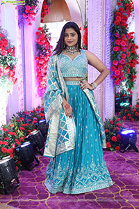 Siri Papa stills in Blue Designer Lehenga Choli, HD Gallery