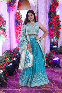 Siri Papa stills in Blue Designer Lehenga Choli, HD Gallery