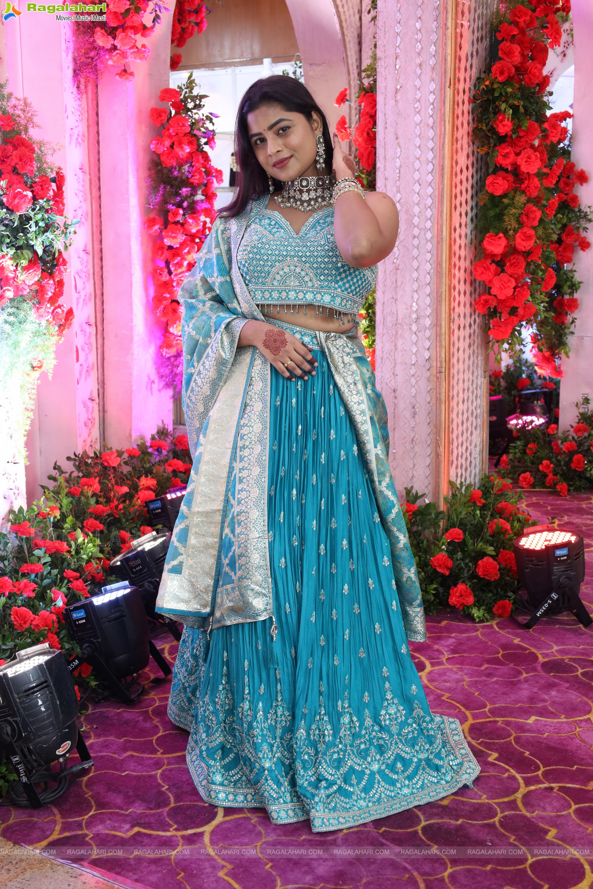 Siri Papa stills in Blue Designer Lehenga Choli, HD Gallery