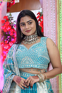 Siri Papa stills in Blue Designer Lehenga Choli, HD Gallery