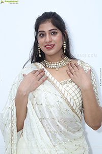 Naziya Khan stills in White Traditional Lehenga Choli