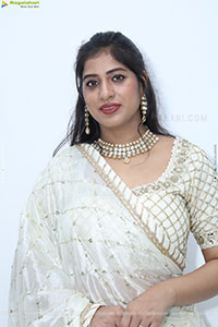 Naziya Khan stills in White Traditional Lehenga Choli