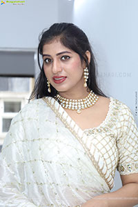 Naziya Khan stills in White Traditional Lehenga Choli