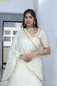 Naziya Khan stills in White Traditional Lehenga Choli