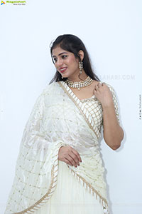 Naziya Khan stills in White Traditional Lehenga Choli