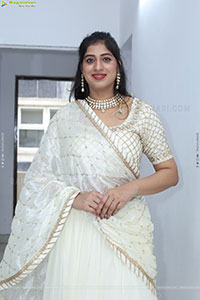 Naziya Khan stills in White Traditional Lehenga Choli