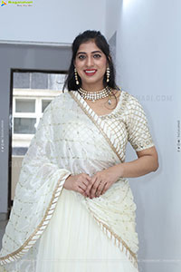 Naziya Khan stills in White Traditional Lehenga Choli