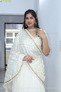 Naziya Khan stills in White Traditional Lehenga Choli
