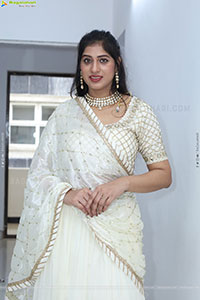 Naziya Khan stills in White Traditional Lehenga Choli