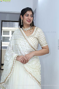 Naziya Khan stills in White Traditional Lehenga Choli