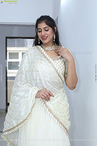 Naziya Khan stills in White Traditional Lehenga Choli