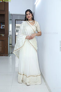 Naziya Khan stills in White Traditional Lehenga Choli