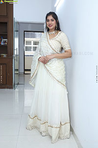 Naziya Khan stills in White Traditional Lehenga Choli