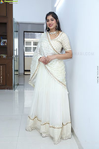 Naziya Khan stills in White Traditional Lehenga Choli
