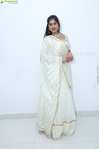 Naziya Khan stills in White Traditional Lehenga Choli