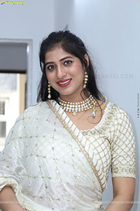Naziya Khan stills in White Traditional Lehenga Choli