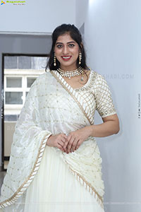 Naziya Khan stills in White Traditional Lehenga Choli