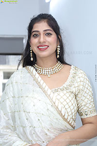 Naziya Khan stills in White Traditional Lehenga Choli