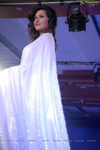 Hamsa Nandini Walks the Ramp in Transparent White Saree at Hyderabad International Fashion Week 2011 (Day 3)