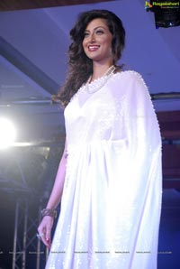 Hamsa Nandini Walks the Ramp in Transparent White Saree at Hyderabad International Fashion Week 2011 (Day 3)