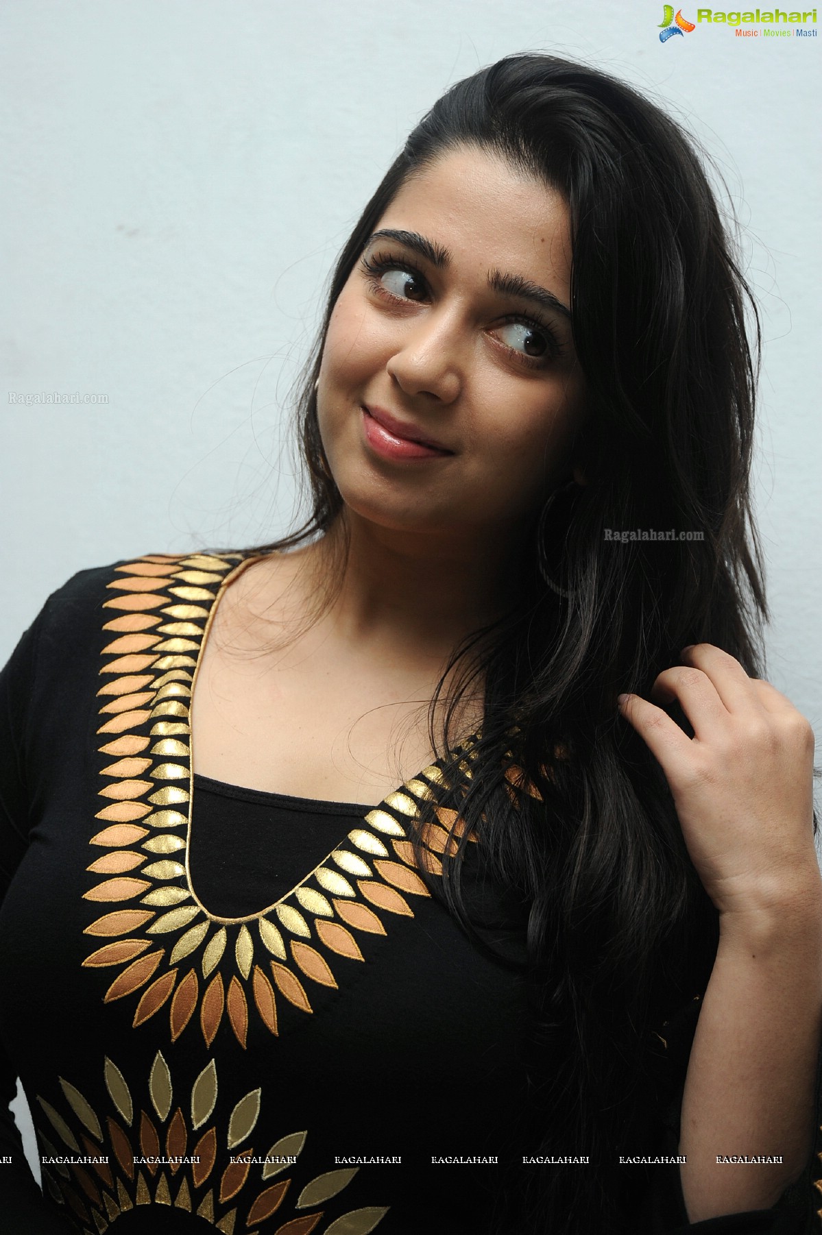 Charmme in Black Dress at Prathighatana Teaser Launch, Exclusive Photos