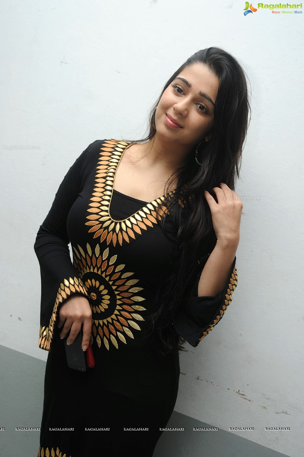 Charmme in Black Dress at Prathighatana Teaser Launch, Exclusive Photos