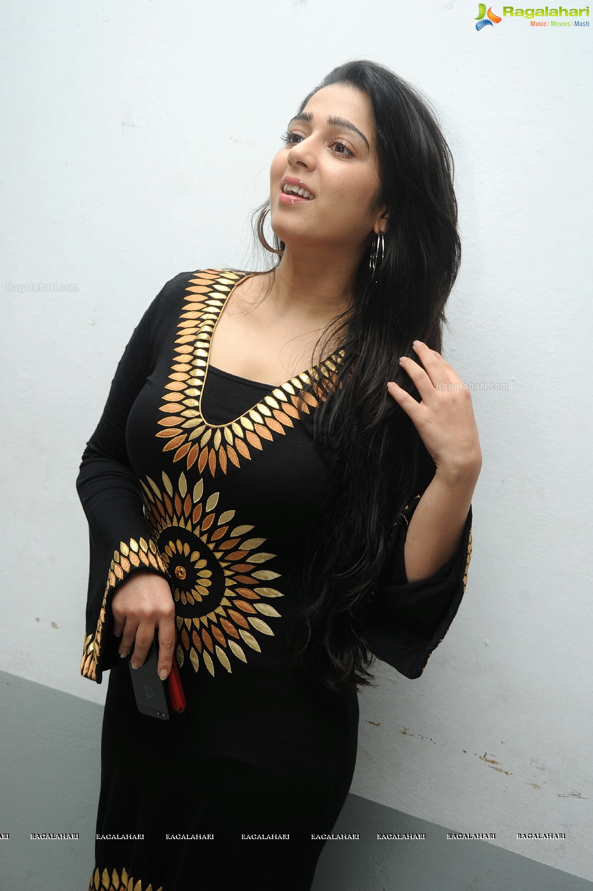 Charmme in Black Dress at Prathighatana Teaser Launch, Exclusive Photos