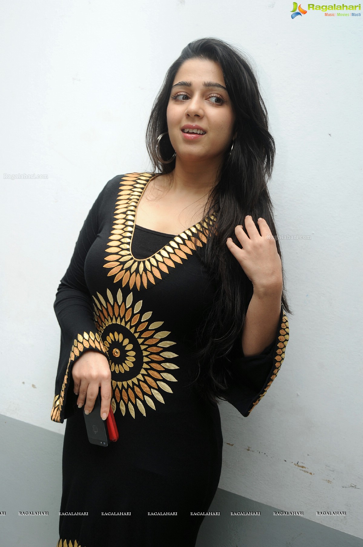 Charmme in Black Dress at Prathighatana Teaser Launch, Exclusive Photos