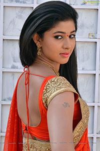 Heroine Pavani in Orange Saree