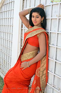 Heroine Pavani in Orange Saree