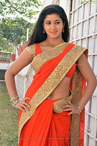 Heroine Pavani in Orange Saree