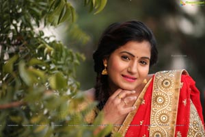 Tanusha in Red Saree