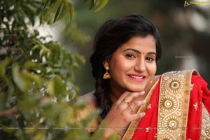 Tanusha in Red Saree