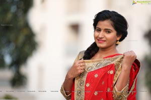 Tanusha in Red Saree