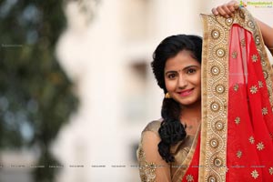 Tanusha in Red Saree