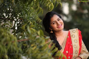 Tanusha in Red Saree