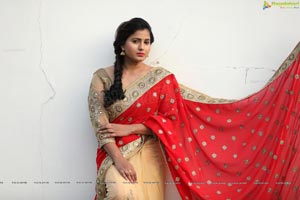 Tanusha in Red Saree