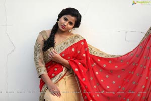 Tanusha in Red Saree