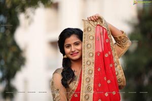 Tanusha in Red Saree