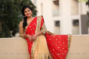 Tanusha in Red Saree