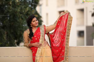 Tanusha in Red Saree