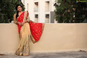 Tanusha in Red Saree