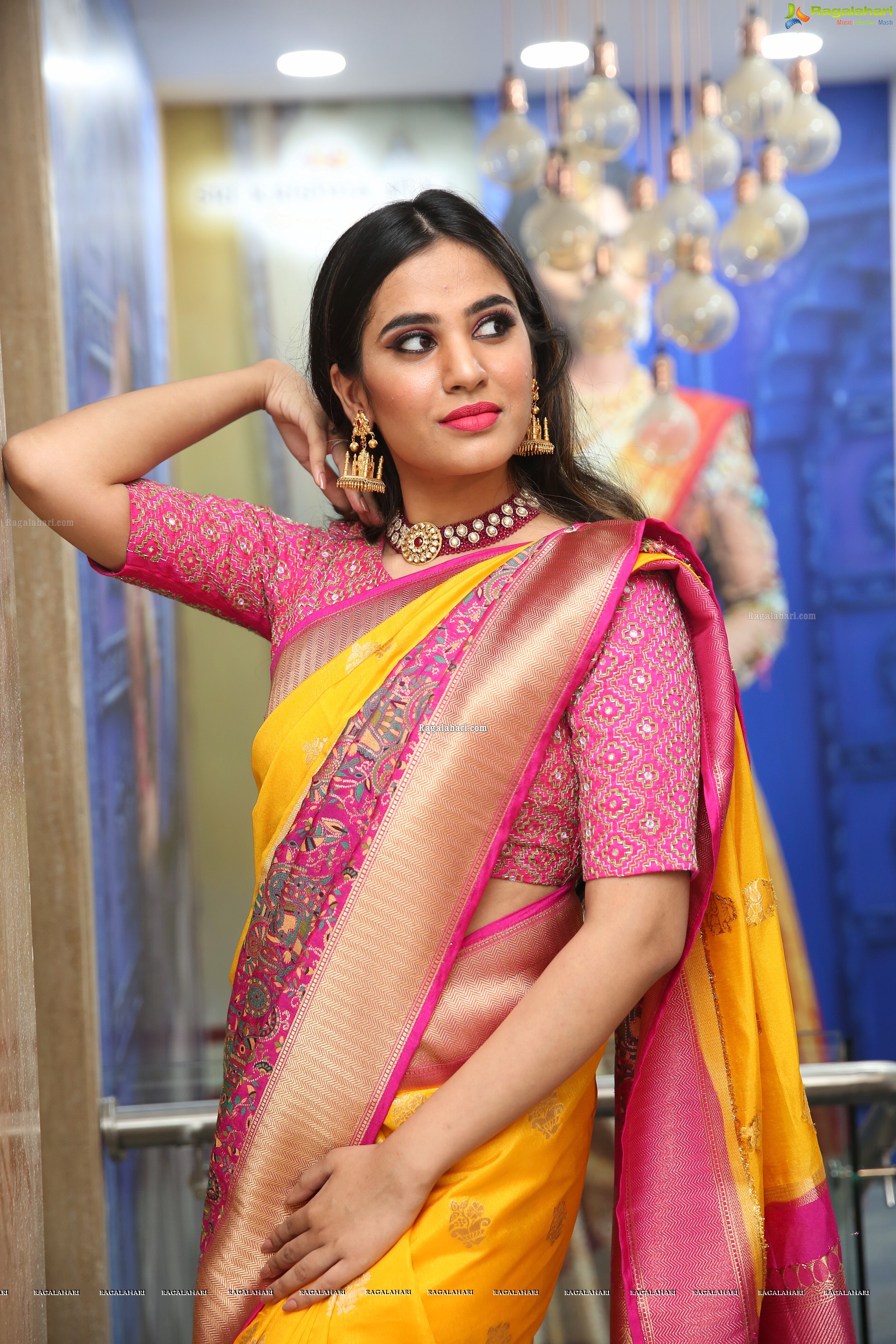 Jahnavi Rao at Sri Krishna Silks Exclusive Weaves at Banjara Hills Curtain Raiser - HD Gallery