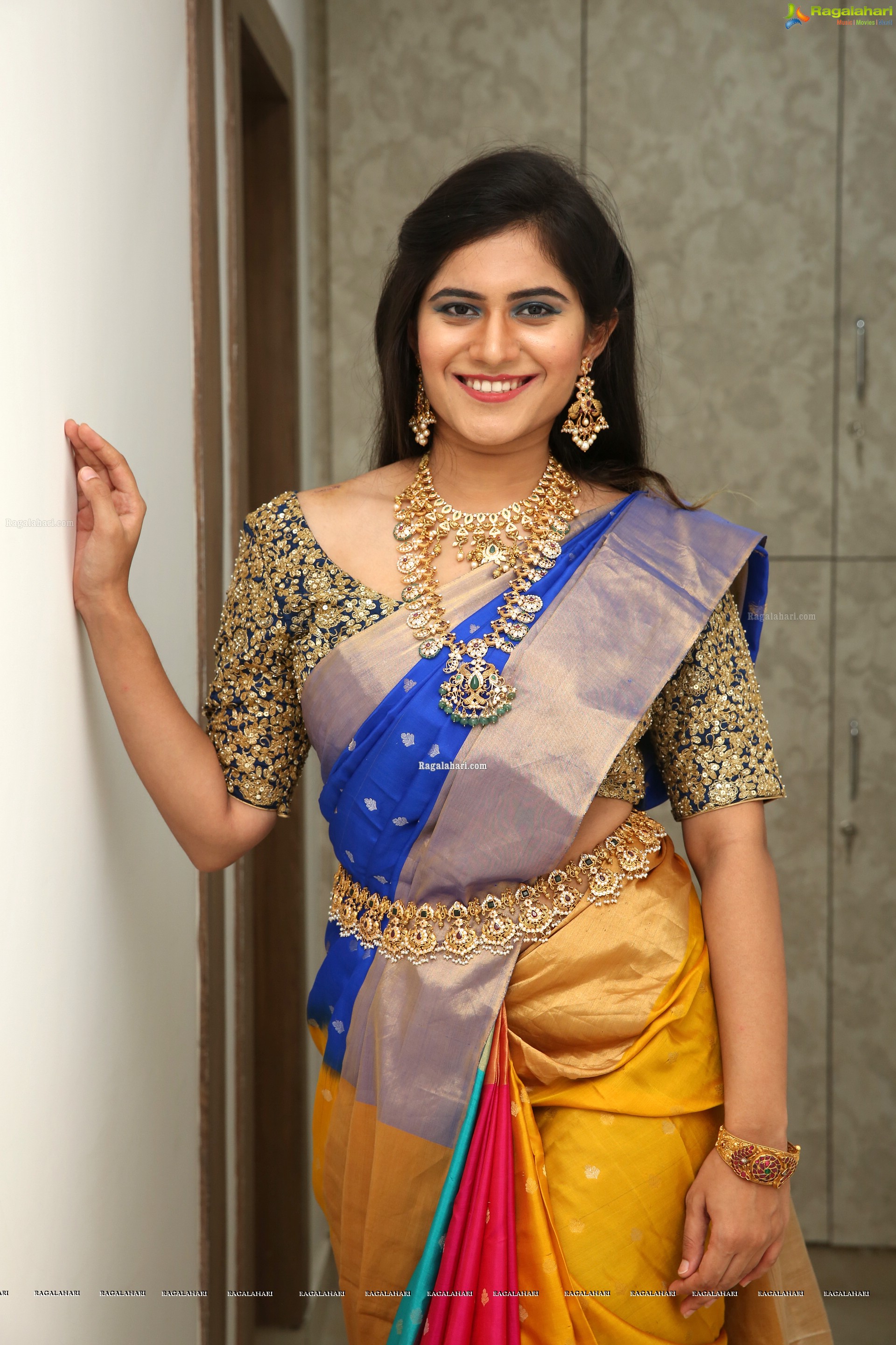 Tara Chowdary at Sri Krishna Silks Exclusive Weaves at Banjara Hills Curtain Raiser - HD Gallery