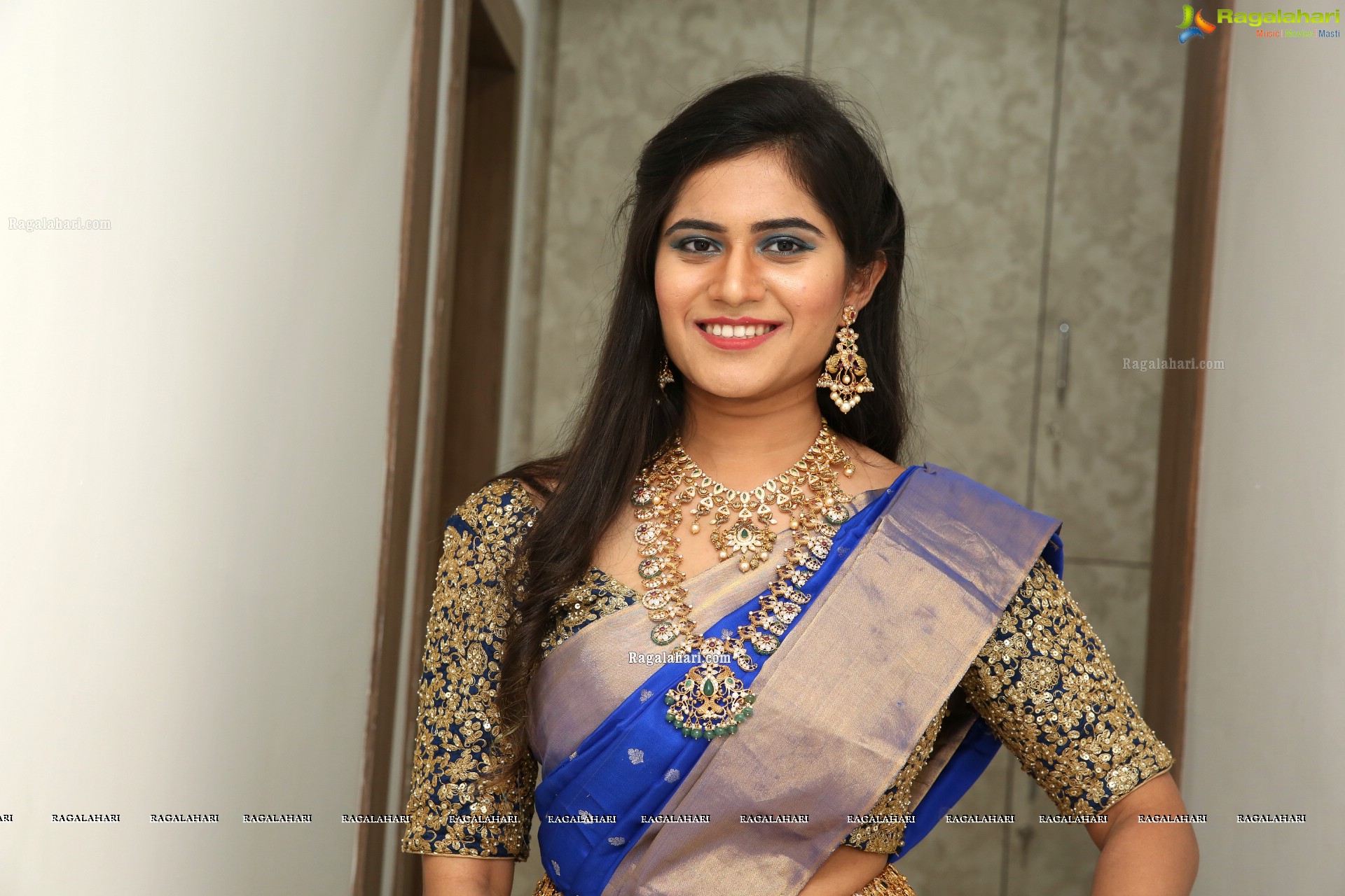 Tara Chowdary at Sri Krishna Silks Exclusive Weaves at Banjara Hills Curtain Raiser - HD Gallery