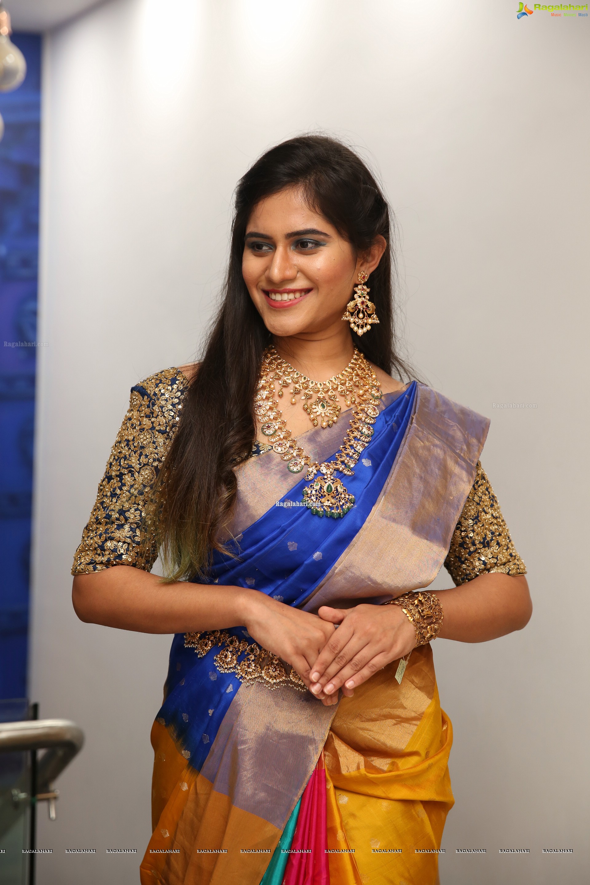 Tara Chowdary at Sri Krishna Silks Exclusive Weaves at Banjara Hills Curtain Raiser - HD Gallery