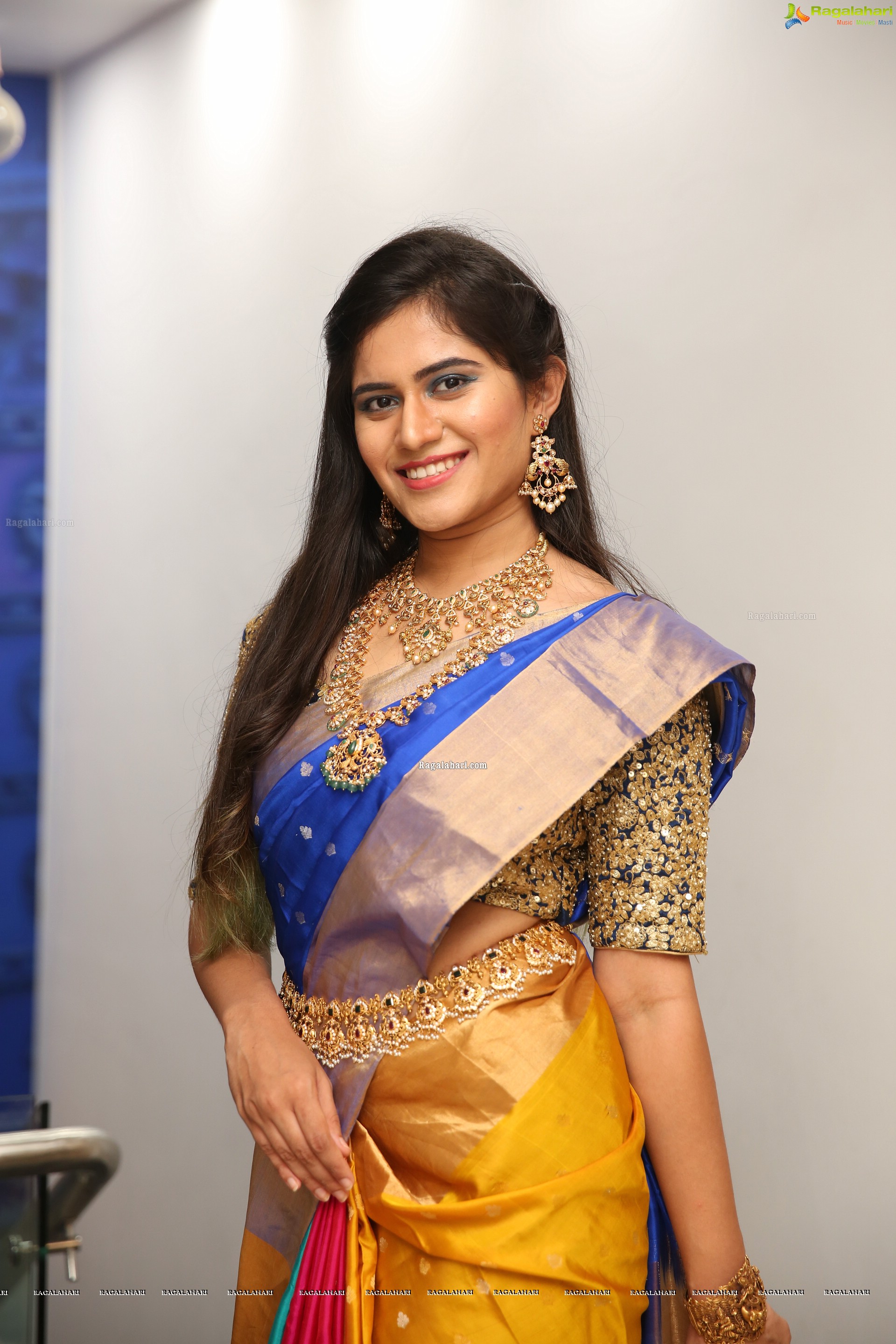 Tara Chowdary at Sri Krishna Silks Exclusive Weaves at Banjara Hills Curtain Raiser - HD Gallery