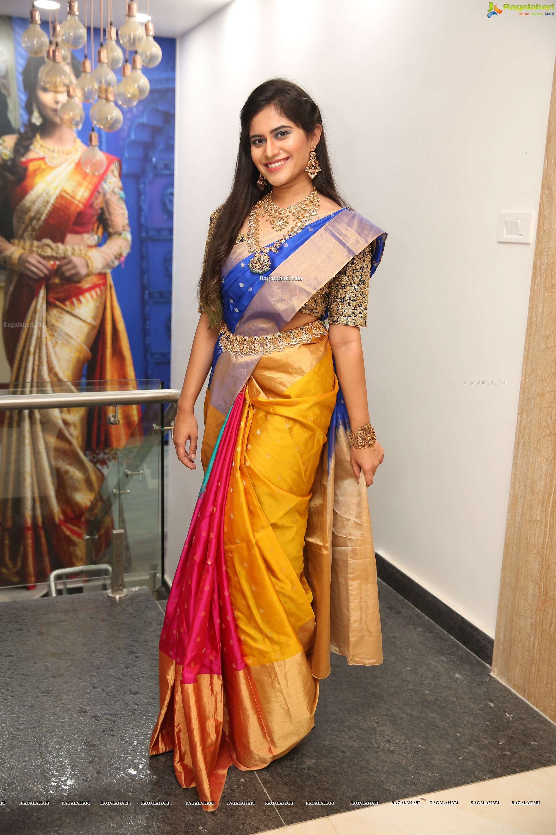 Tara Chowdary at Sri Krishna Silks Exclusive Weaves at Banjara Hills Curtain Raiser - HD Gallery