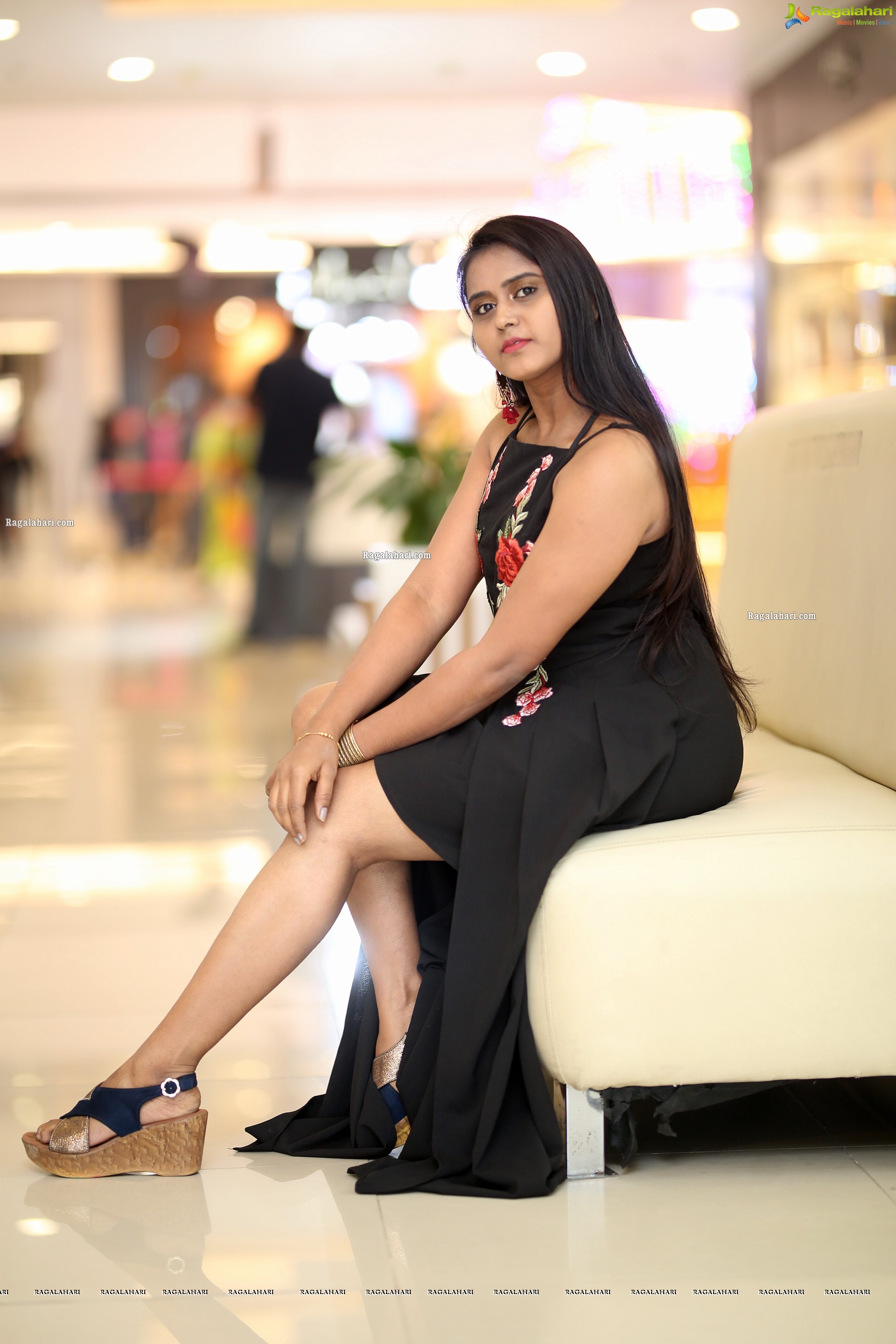 Anchor Priyanka in Black Thigh-High Slit Dress, HD Gallery